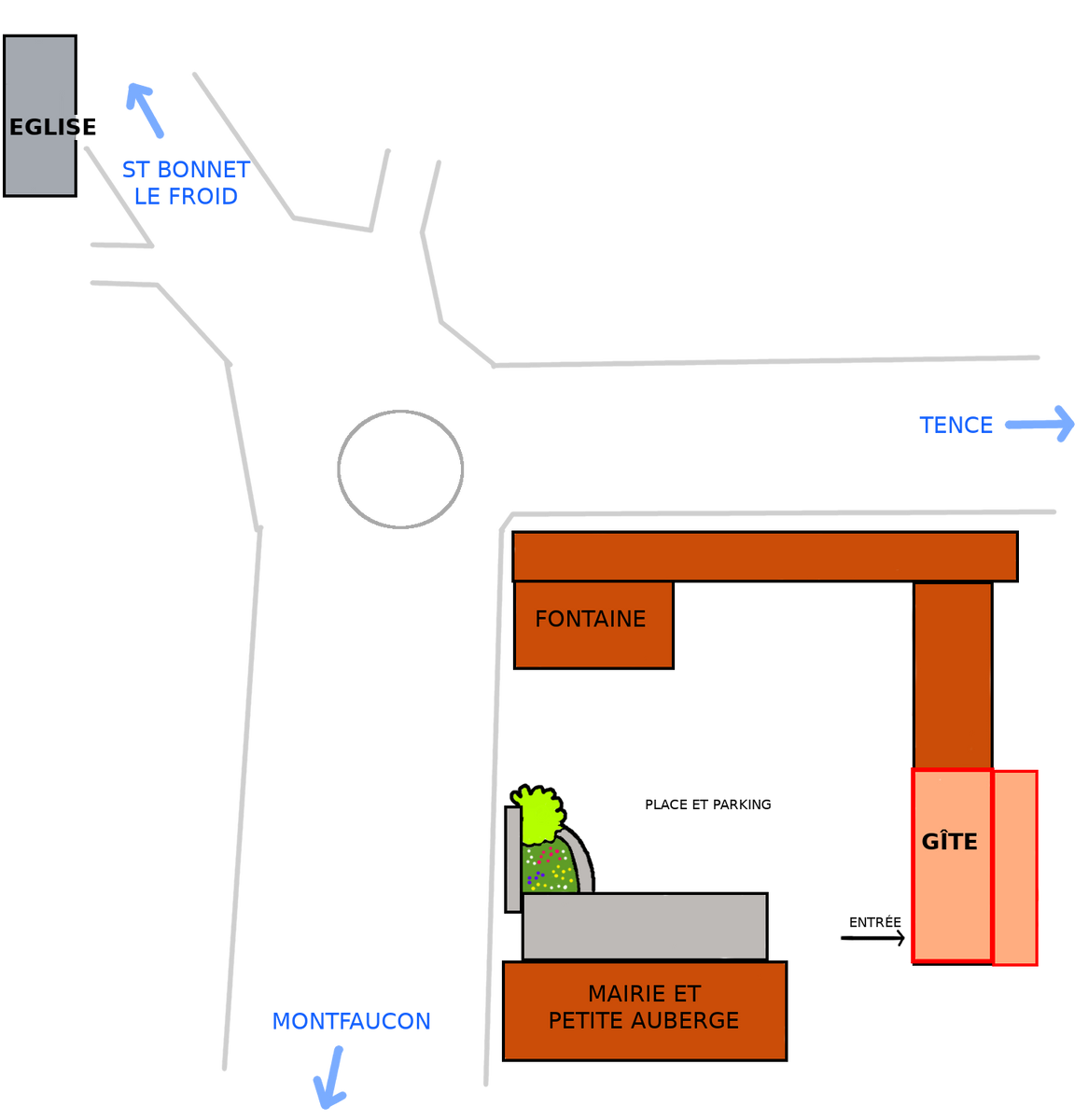 Plan d'accès dans le village.