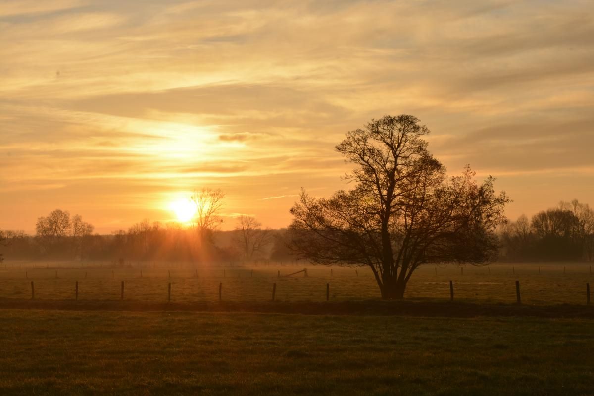 Coucher de soleil sur la plaine