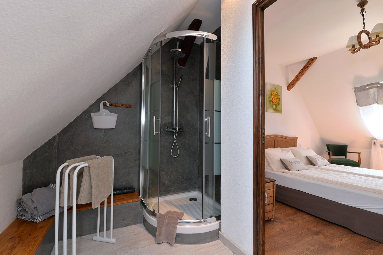 Salle d'eau coté douche    p'tit chou