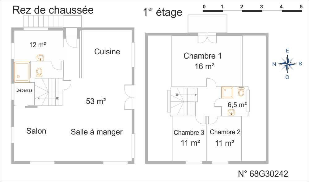 plan du gîte "les trois bruants"