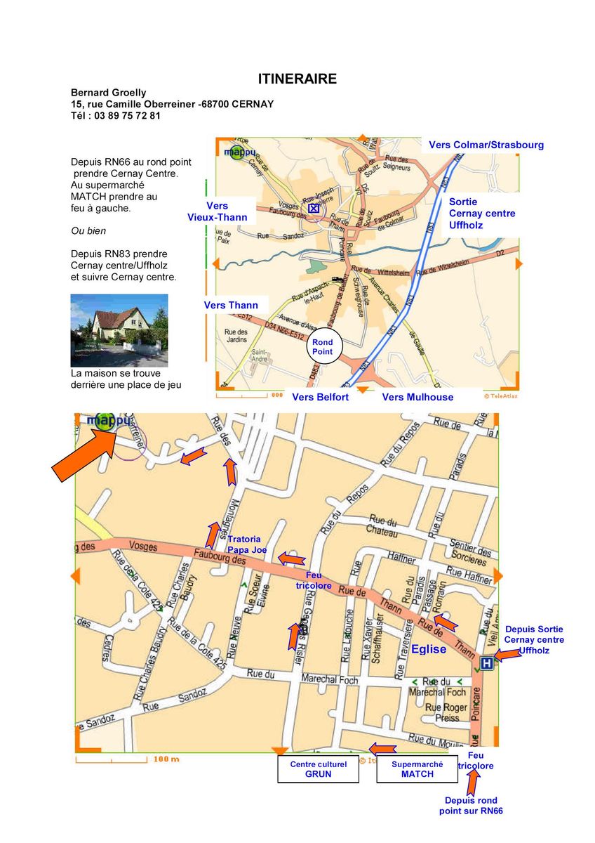 Centre ville de Cernay à 7min à pied de l'appartement