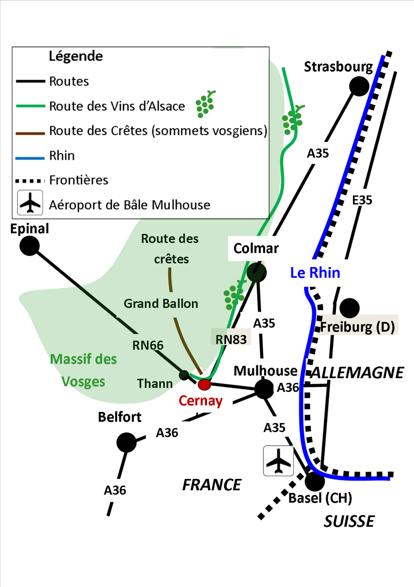 Cernay proche de Mulhouse, Colmar, Belfort, Bâle et Freiburg